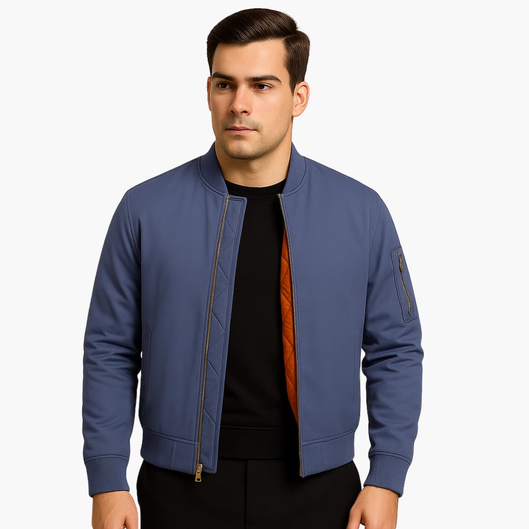 Herren-Bomberjacke mit Reißverschluss und Rippbündchen