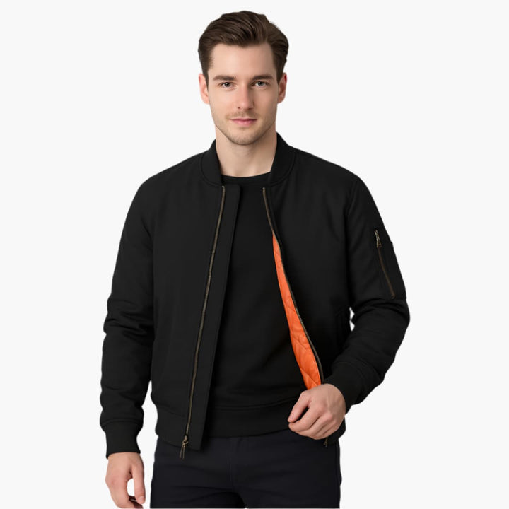 Herren-Bomberjacke mit Reißverschluss und Rippbündchen