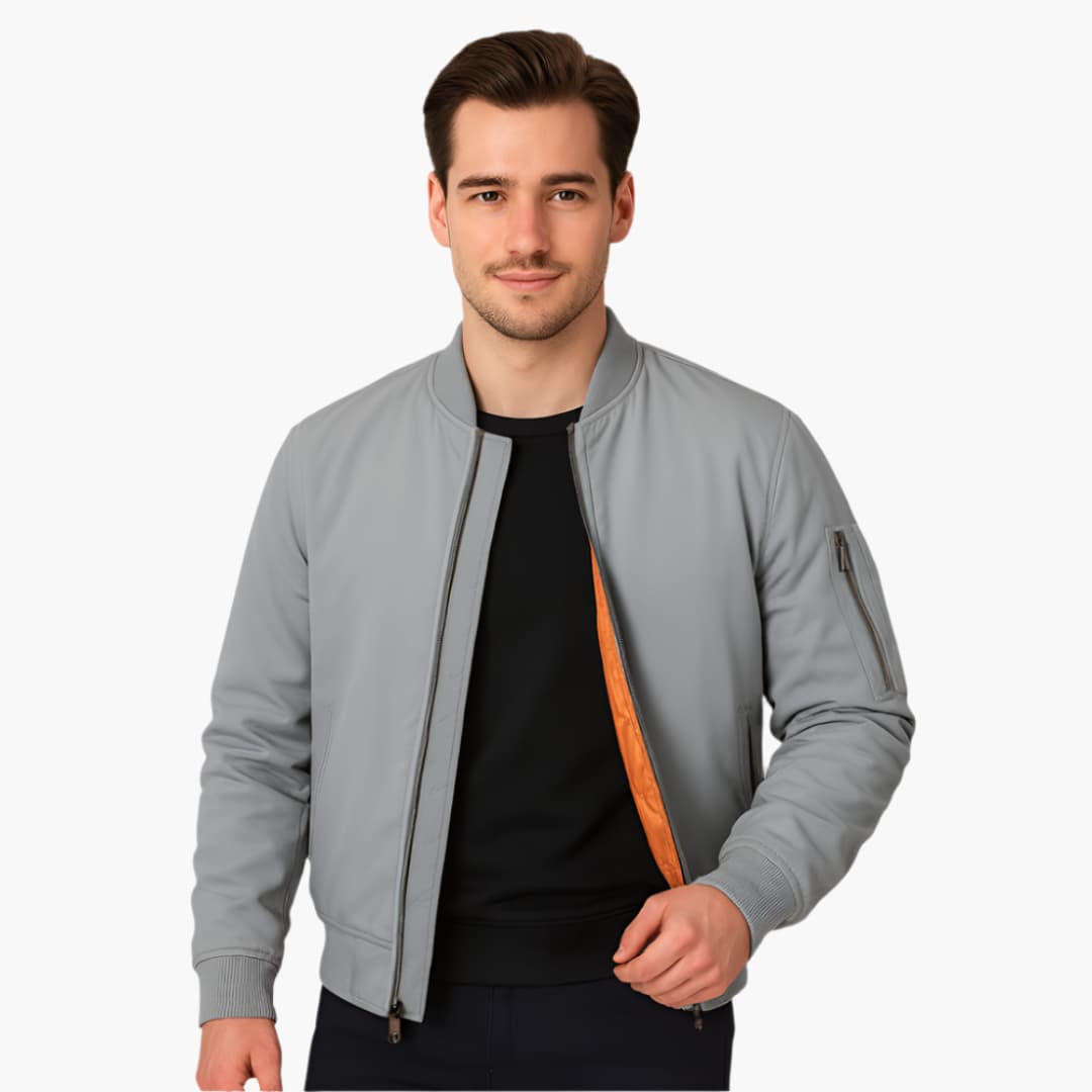 Herren-Bomberjacke mit Reißverschluss und Rippbündchen