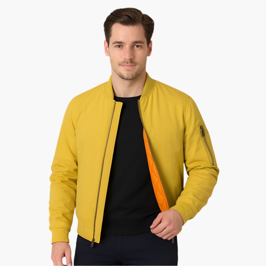 Herren-Bomberjacke mit Reißverschluss und Rippbündchen