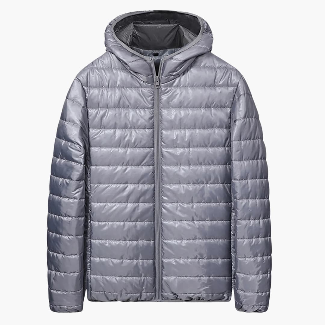 Herren Daunenjacke mit Steppung Kapuze und Frontreißverschluss
