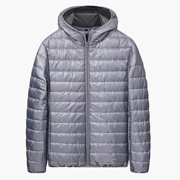 Herren Daunenjacke mit Steppung Kapuze und Frontreißverschluss