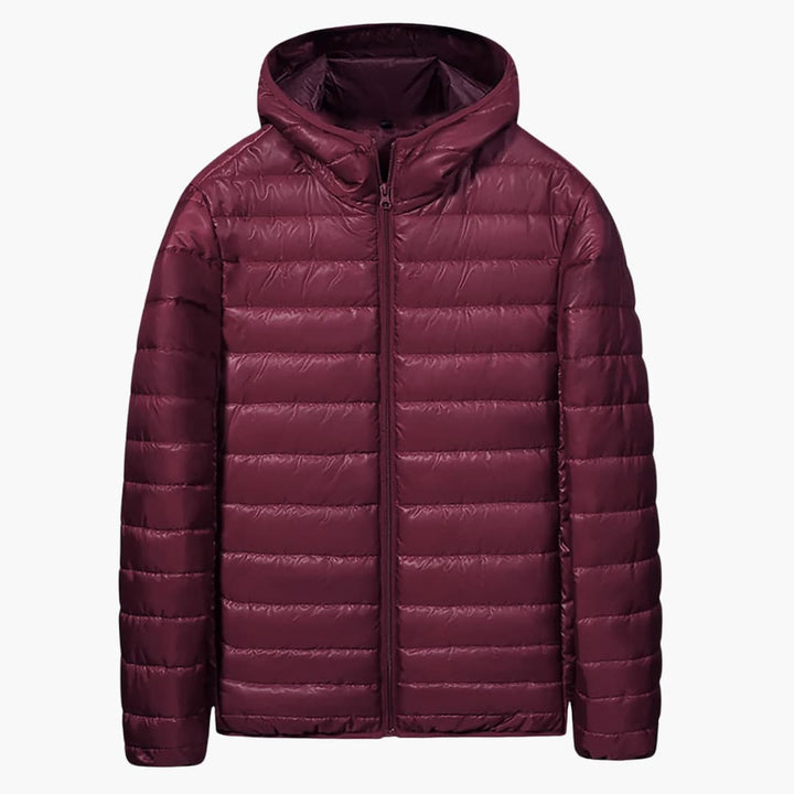 Herren Daunenjacke mit Steppung Kapuze und Frontreißverschluss