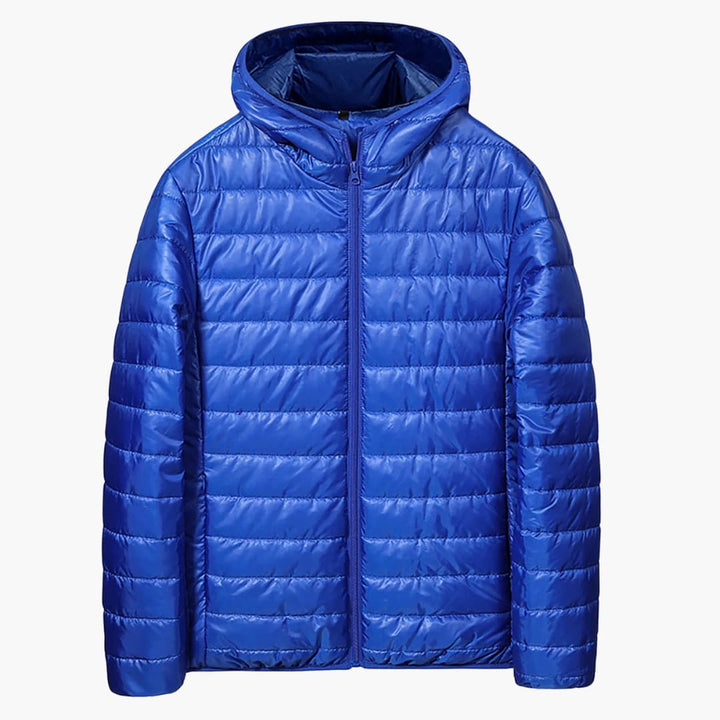 Herren Daunenjacke mit Steppung Kapuze und Frontreißverschluss
