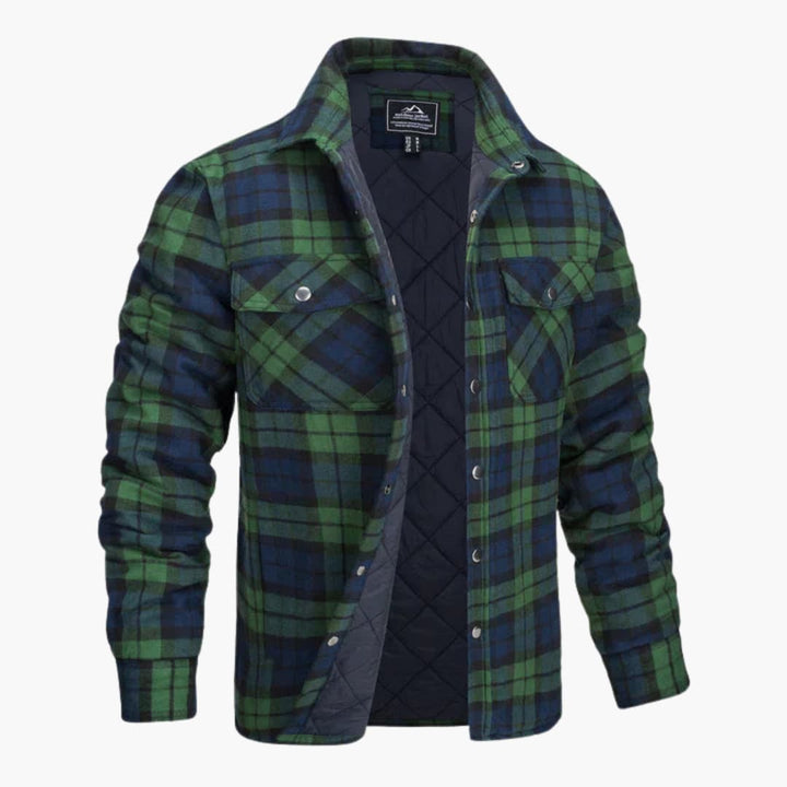 Herren-Flanelljacke mit Karomuster Steppfutter und Druckknöpfen