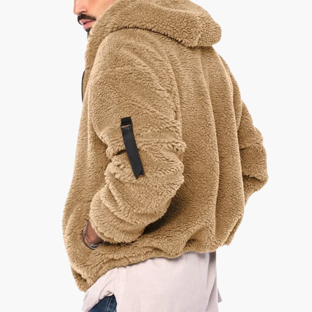 Herren-Fleecejacke mit Kapuze, Reißverschluss