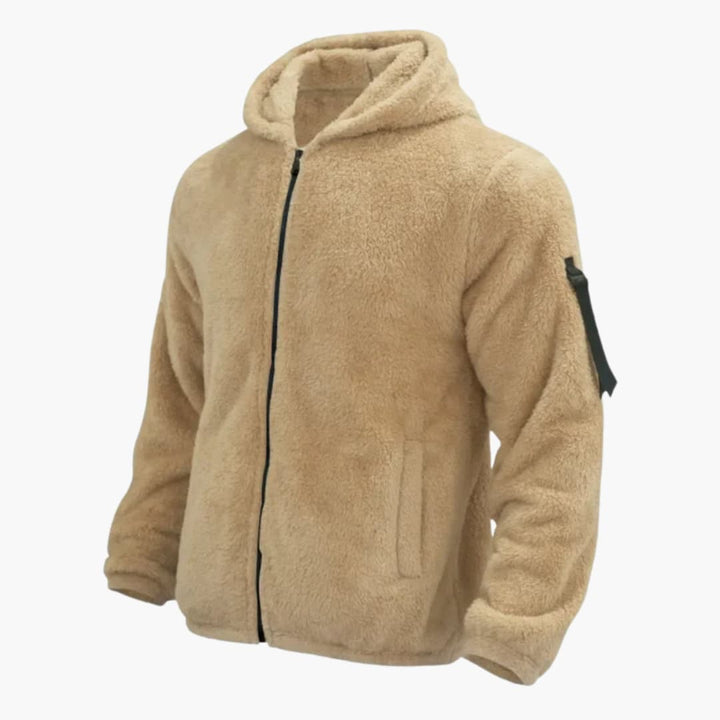 Herren-Fleecejacke mit Kapuze, Reißverschluss