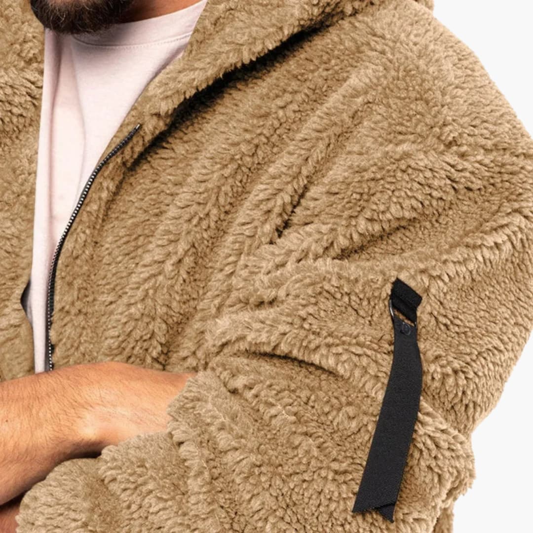 Herren-Fleecejacke mit Kapuze, Reißverschluss