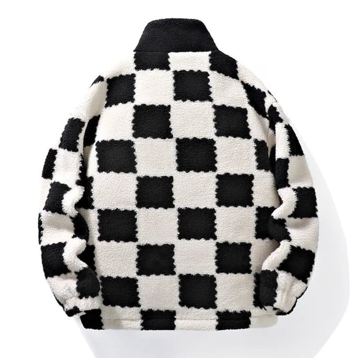 Herren-Fleecejacke mit Schachbrettmuster