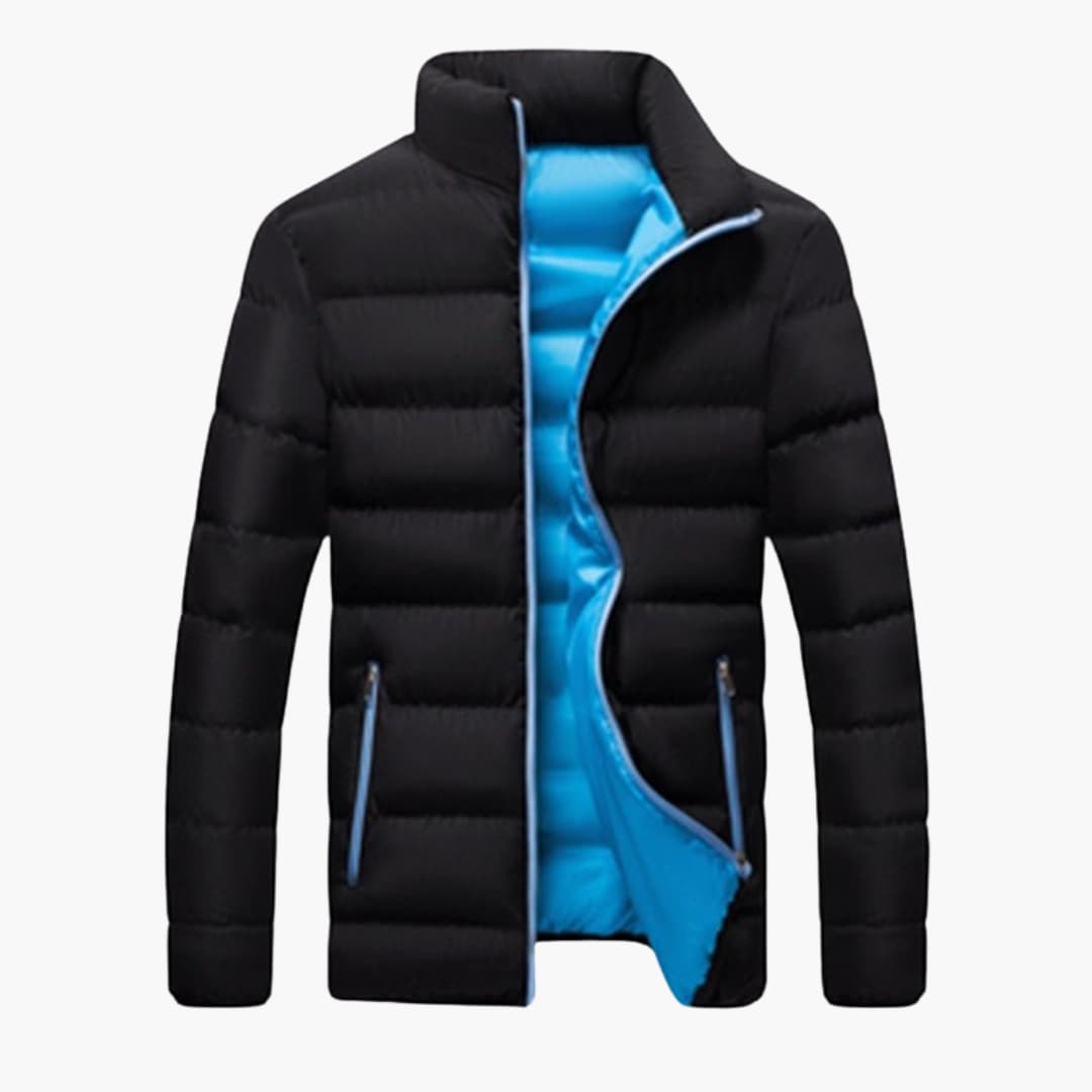 Herren-Pufferjacke mit hohem Kragen und Reißverschluss