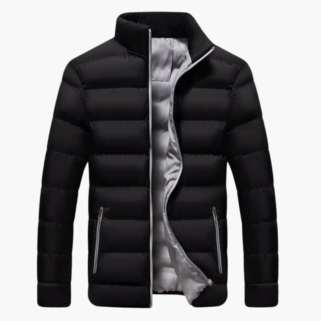 Herren-Pufferjacke mit hohem Kragen und Reißverschluss