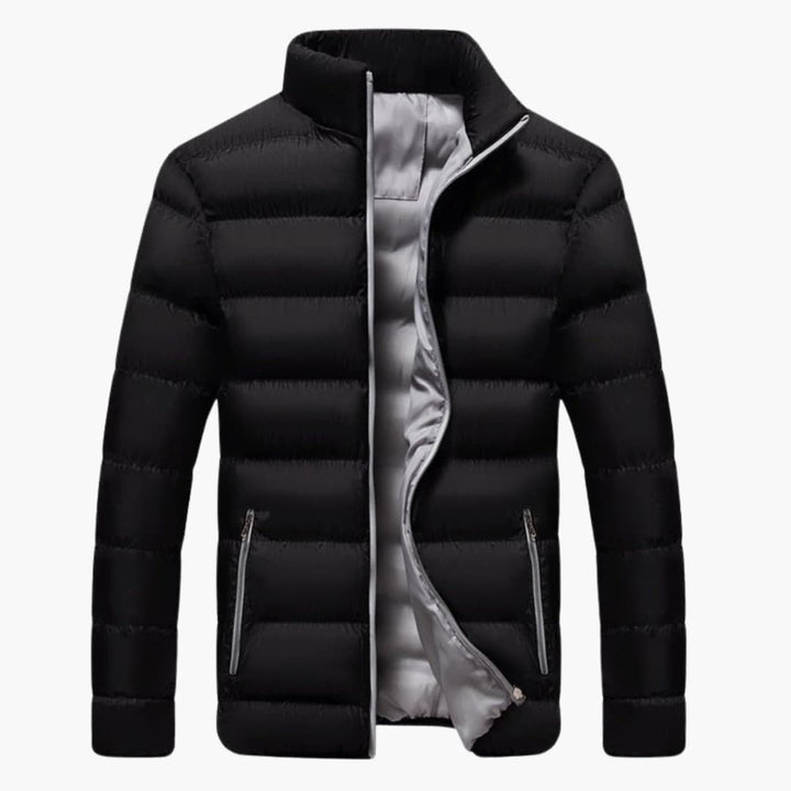 Herren-Pufferjacke mit hohem Kragen und Reißverschluss