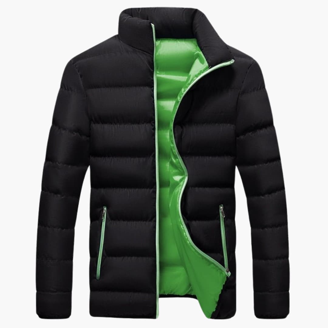 Herren-Pufferjacke mit hohem Kragen und Reißverschluss