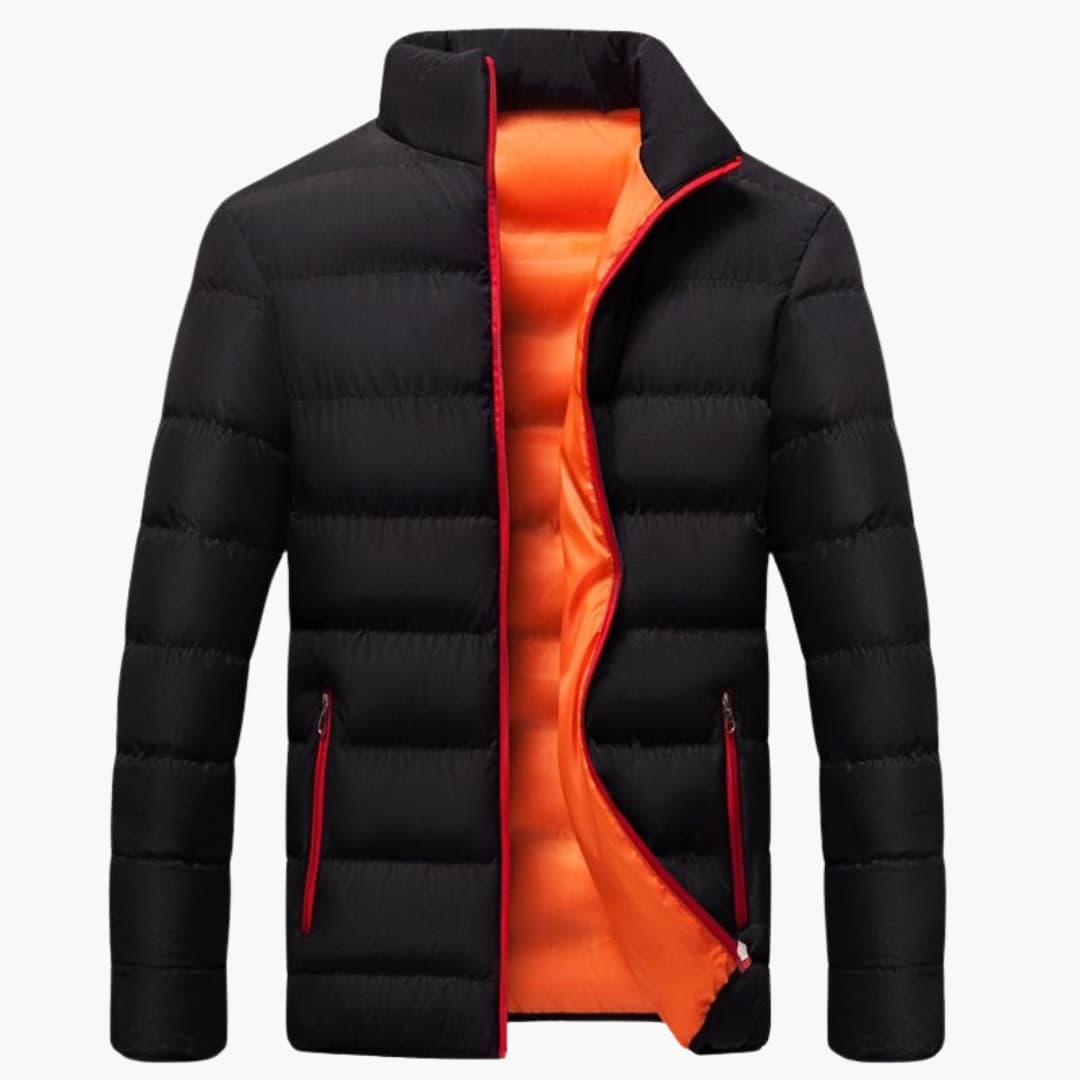 Herren-Pufferjacke mit hohem Kragen und Reißverschluss