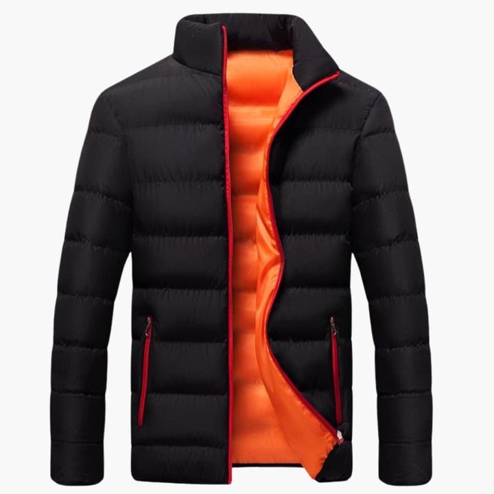 Herren-Pufferjacke mit hohem Kragen und Reißverschluss