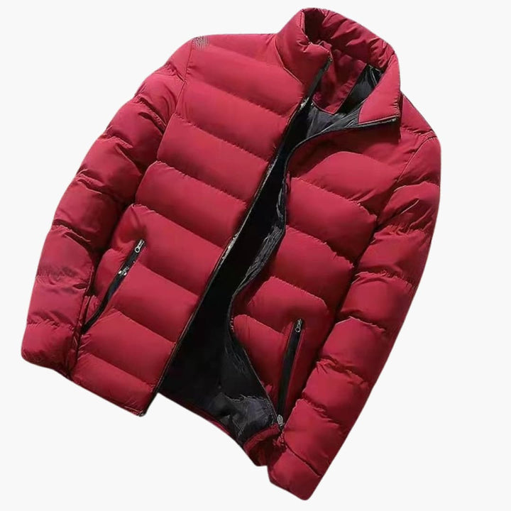 Herren-Pufferjacke mit hohem Kragen und Reißverschluss