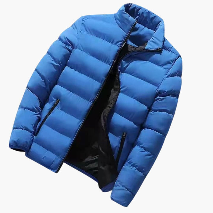 Herren-Pufferjacke mit hohem Kragen und Reißverschluss