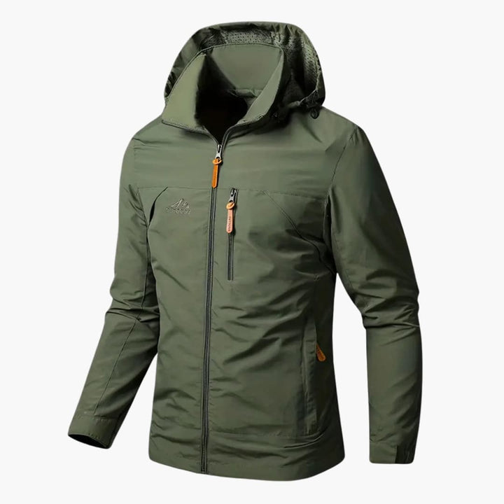 Herren Regenjacke mit Kapuze und Reißverschlusstaschen