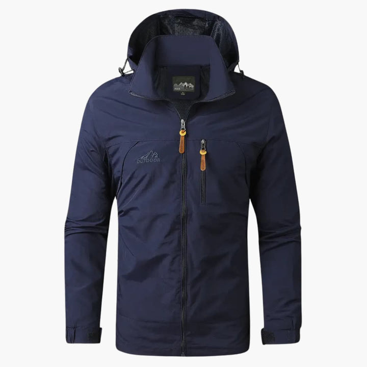 Herren Regenjacke mit Kapuze und Reißverschlusstaschen