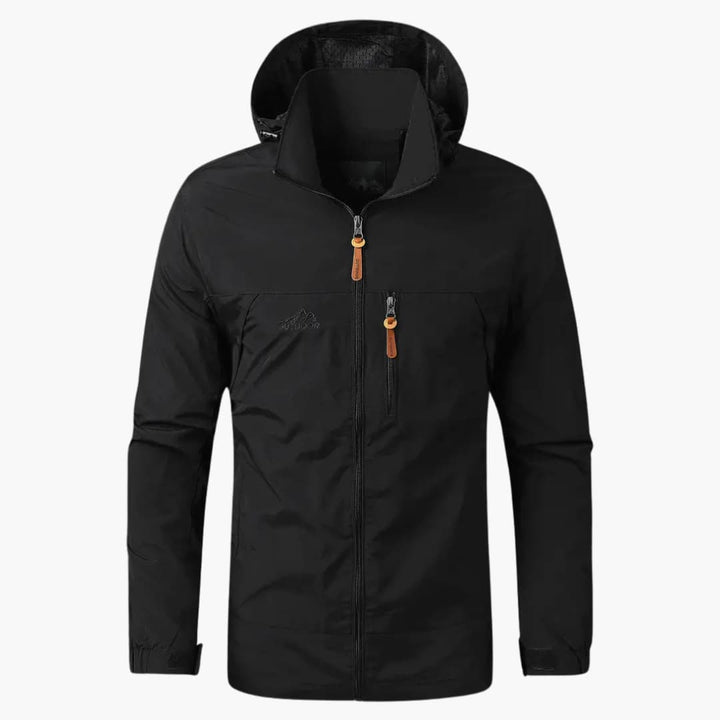 Herren Regenjacke mit Kapuze und Reißverschlusstaschen