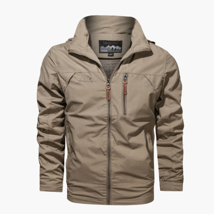 Herren Regenjacke mit Kapuze und Reißverschlusstaschen