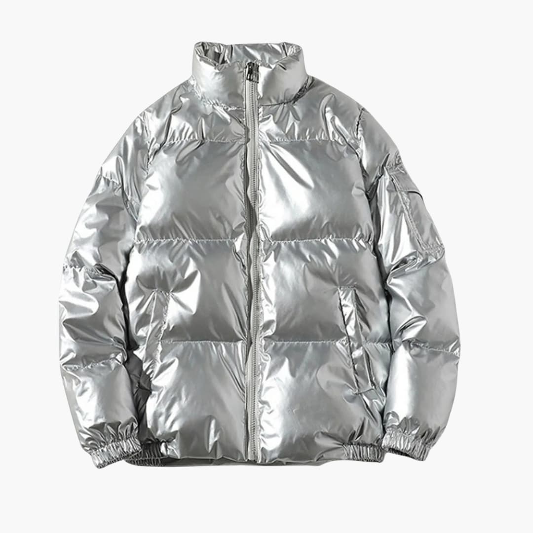 Herren-Steppjacke mit Reißverschluss und Stehkragen