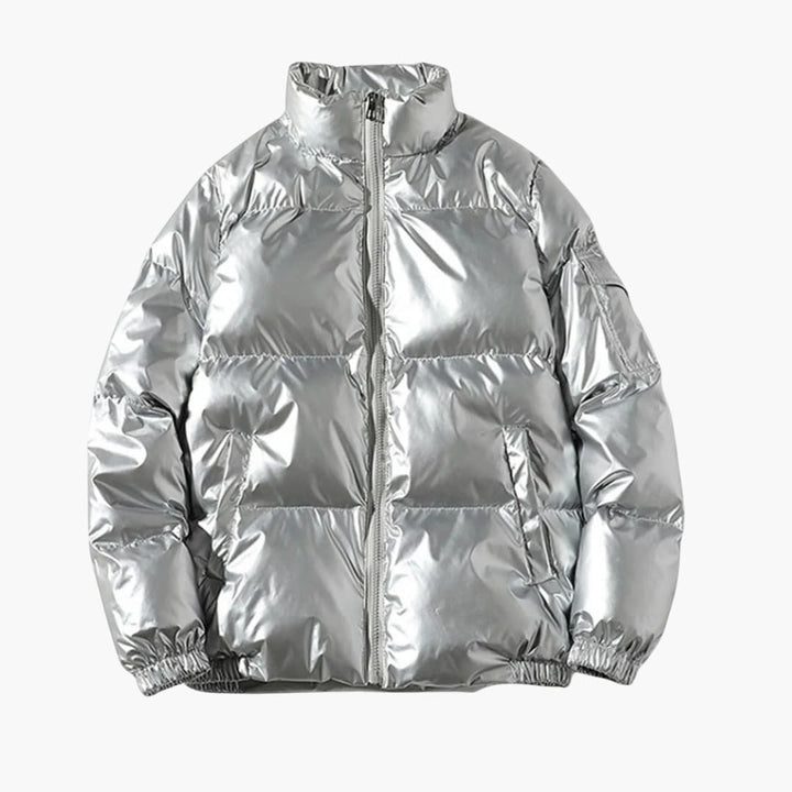Herren-Steppjacke mit Reißverschluss und Stehkragen