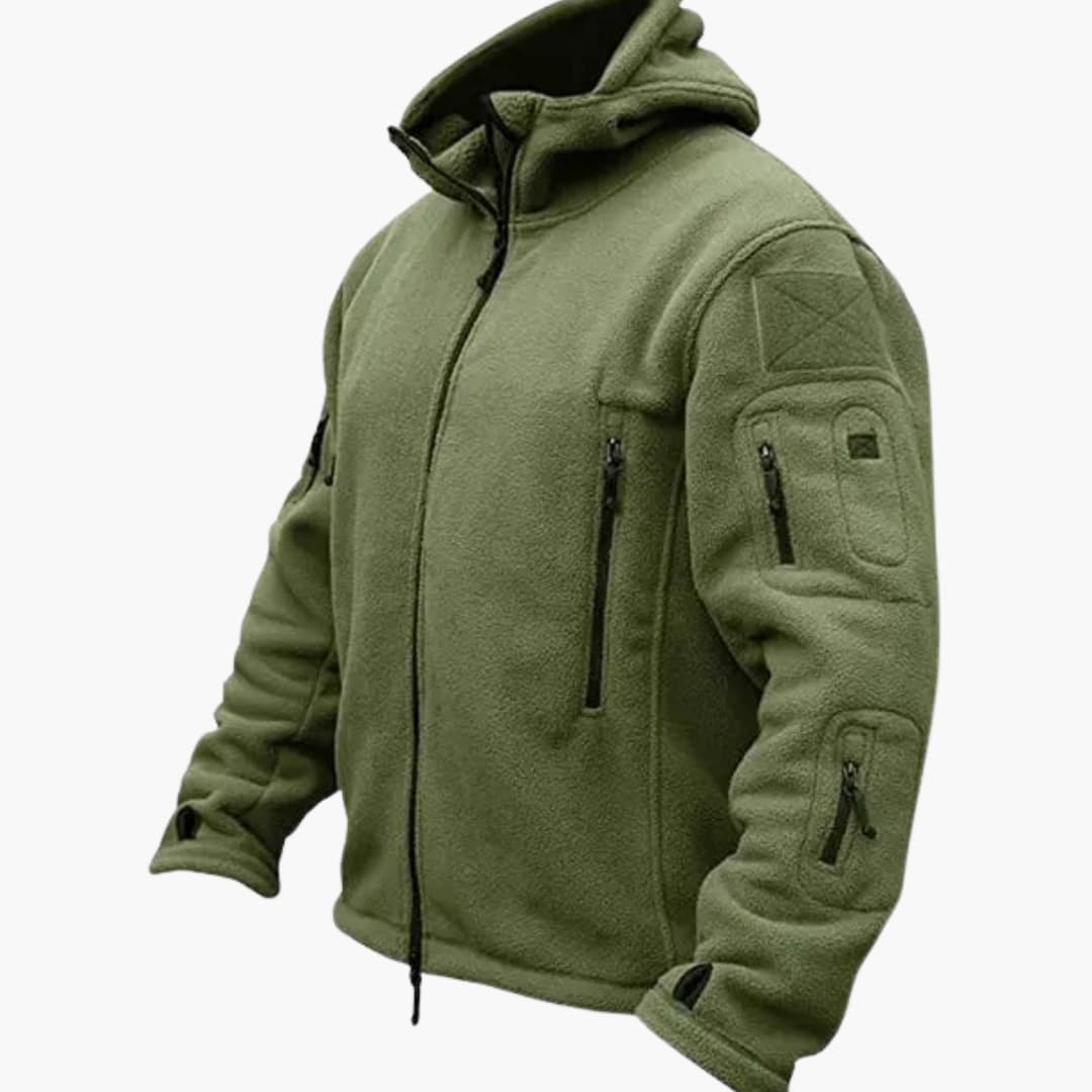 Herren-Taktische Fleecejacke mit Kapuze und Reißverschlusstaschen