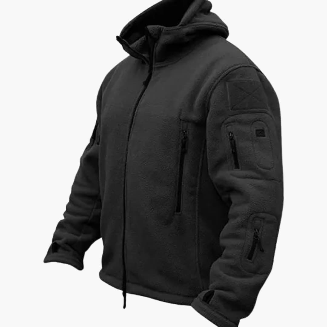 Herren-Taktische Fleecejacke mit Kapuze und Reißverschlusstaschen