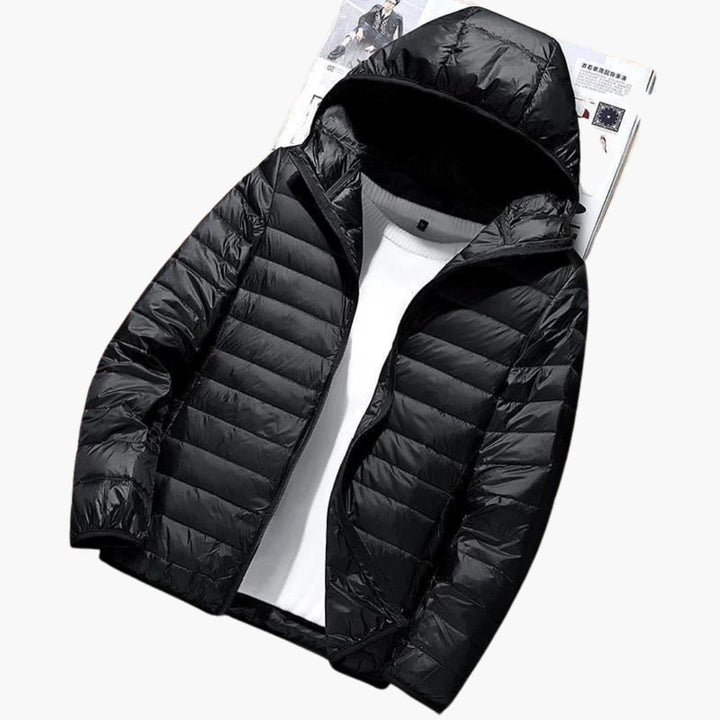 Herren-Winterjacke mit Kapuze und Steppdesign