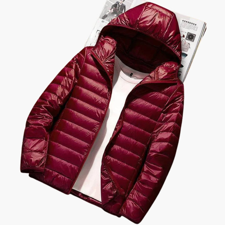 Herren-Winterjacke mit Kapuze und Steppdesign