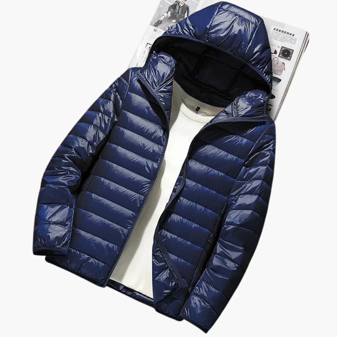 Herren-Winterjacke mit Kapuze und Steppdesign