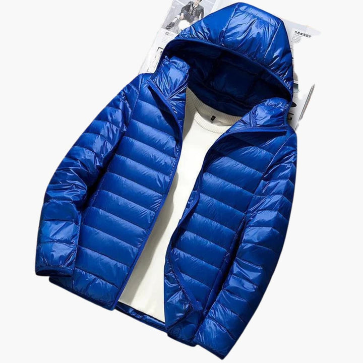 Herren-Winterjacke mit Kapuze und Steppdesign