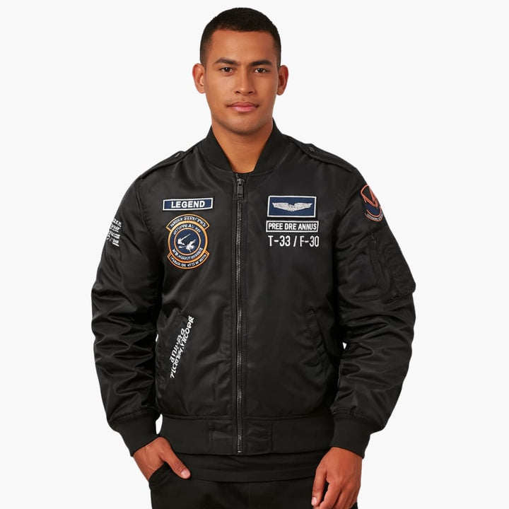 Herren Bomberjacke mit Reißverschluss und Patches
