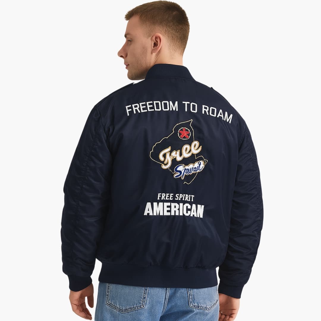 Herren Bomberjacke mit Reißverschluss und Patches