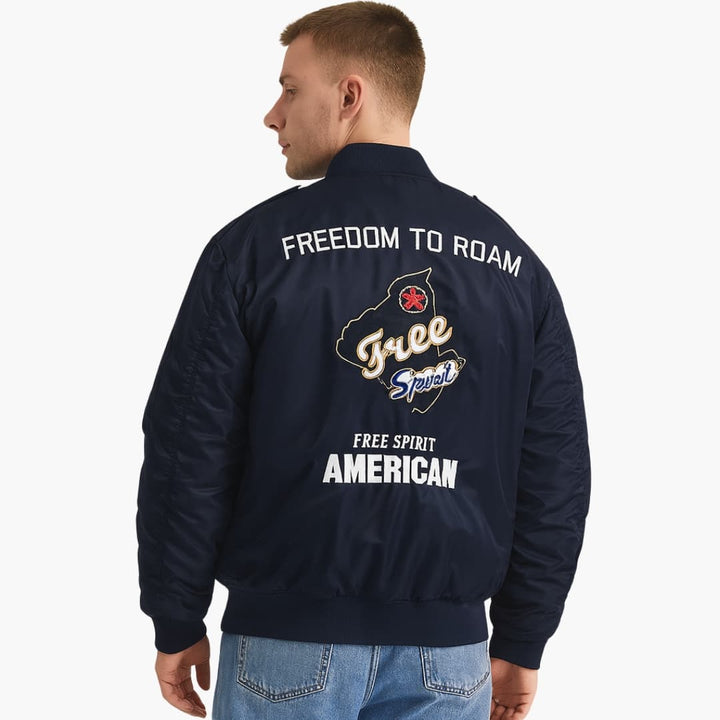 Herren Bomberjacke mit Reißverschluss und Patches