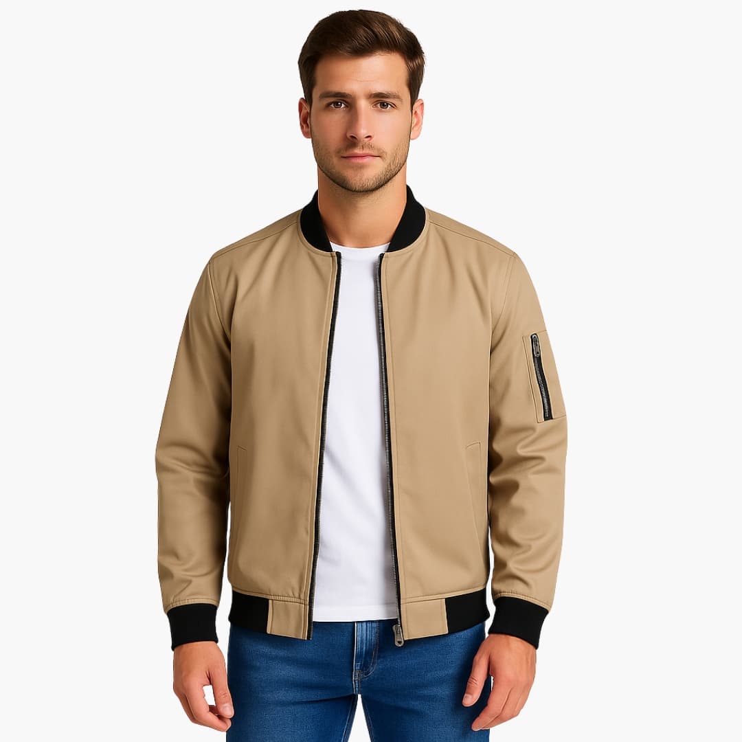 Herren Bomberjacke mit Reißverschluss und Rippbund