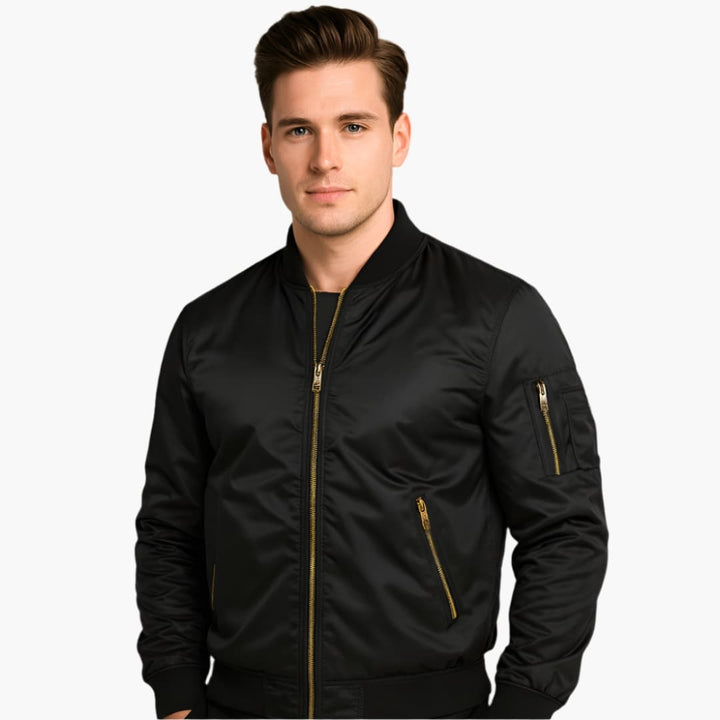 Herren Bomberjacke mit Rippbund und Reißverschluss
