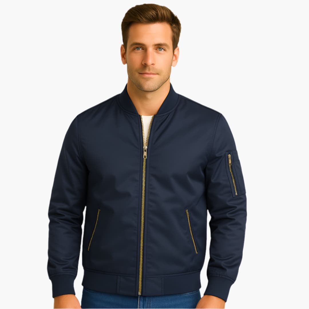 Herren Bomberjacke mit Rippbund und Reißverschluss