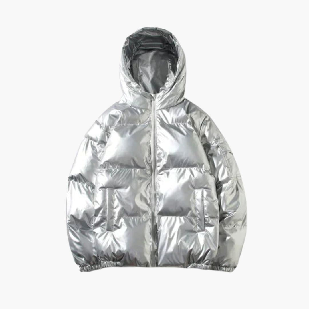 Herren Daunenjacke mit Reißverschluss und langen Ärmeln