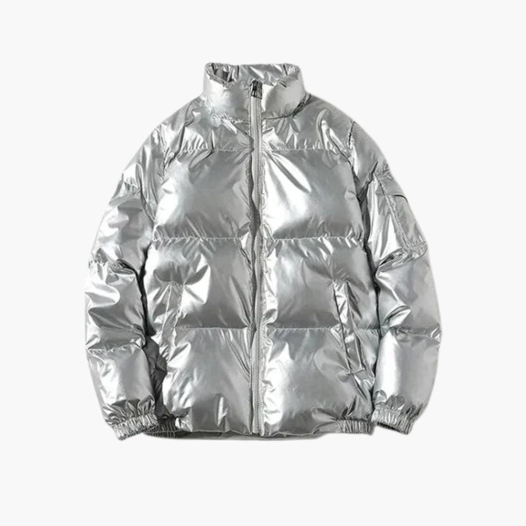 Herren Daunenjacke mit Reißverschluss und langen Ärmeln