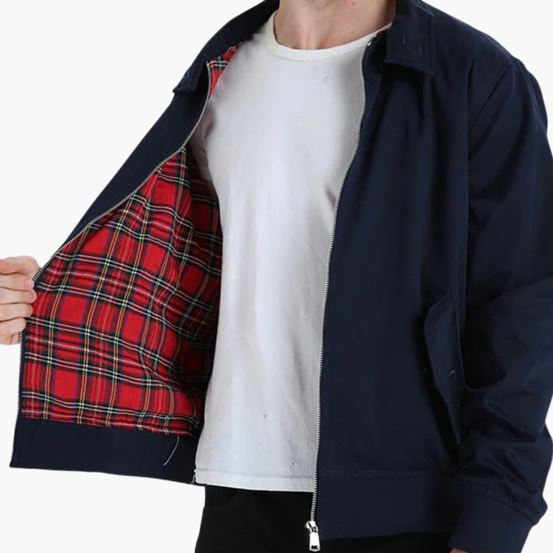 Klassische Herren Winterjacke mit geripptem Saum und Kragen