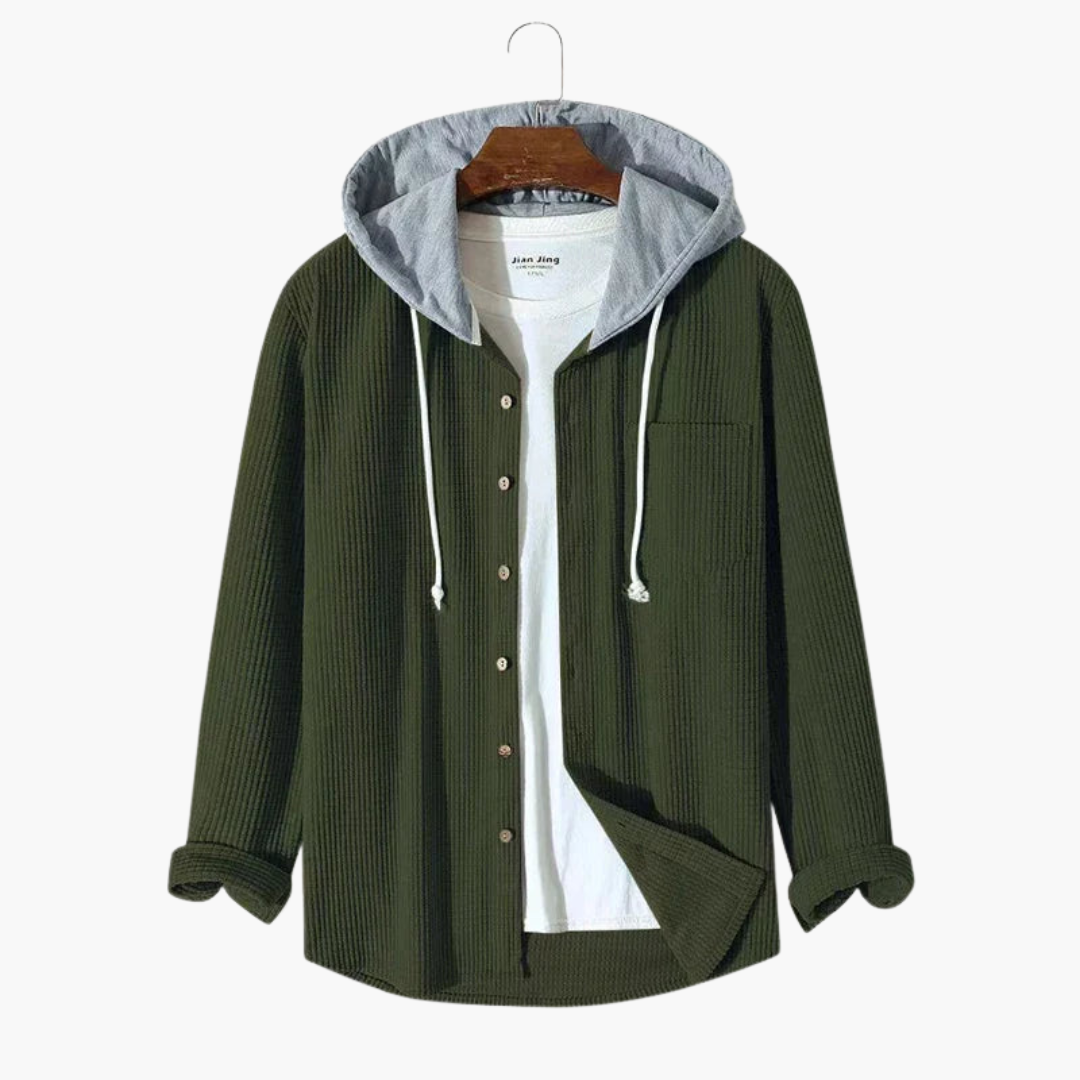 Herren Kapuzen Cordjacke mit Knopfschluss