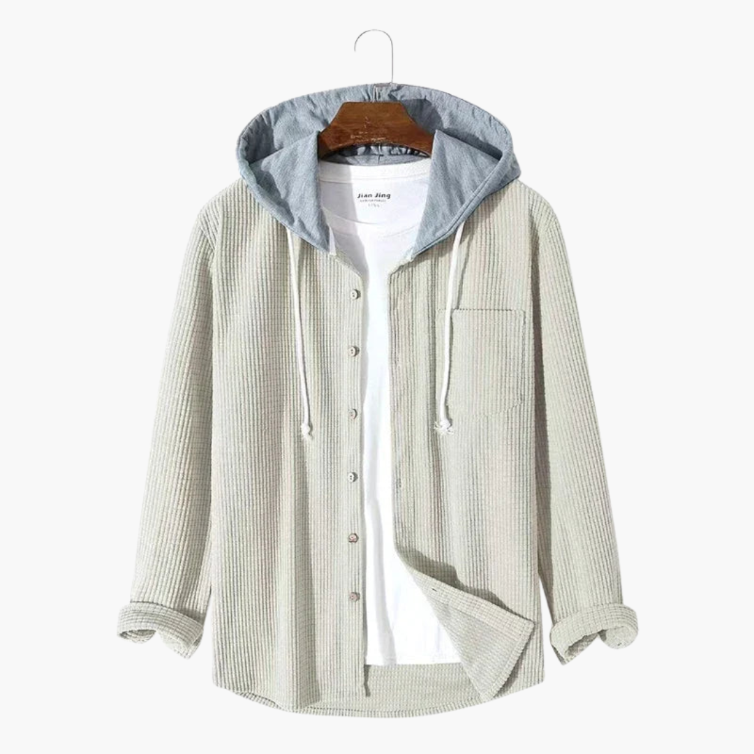 Herren Kapuzen Cordjacke mit Knopfschluss