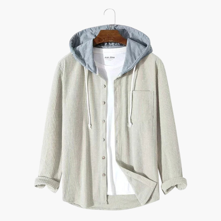 Herren Kapuzen Cordjacke mit Knopfschluss