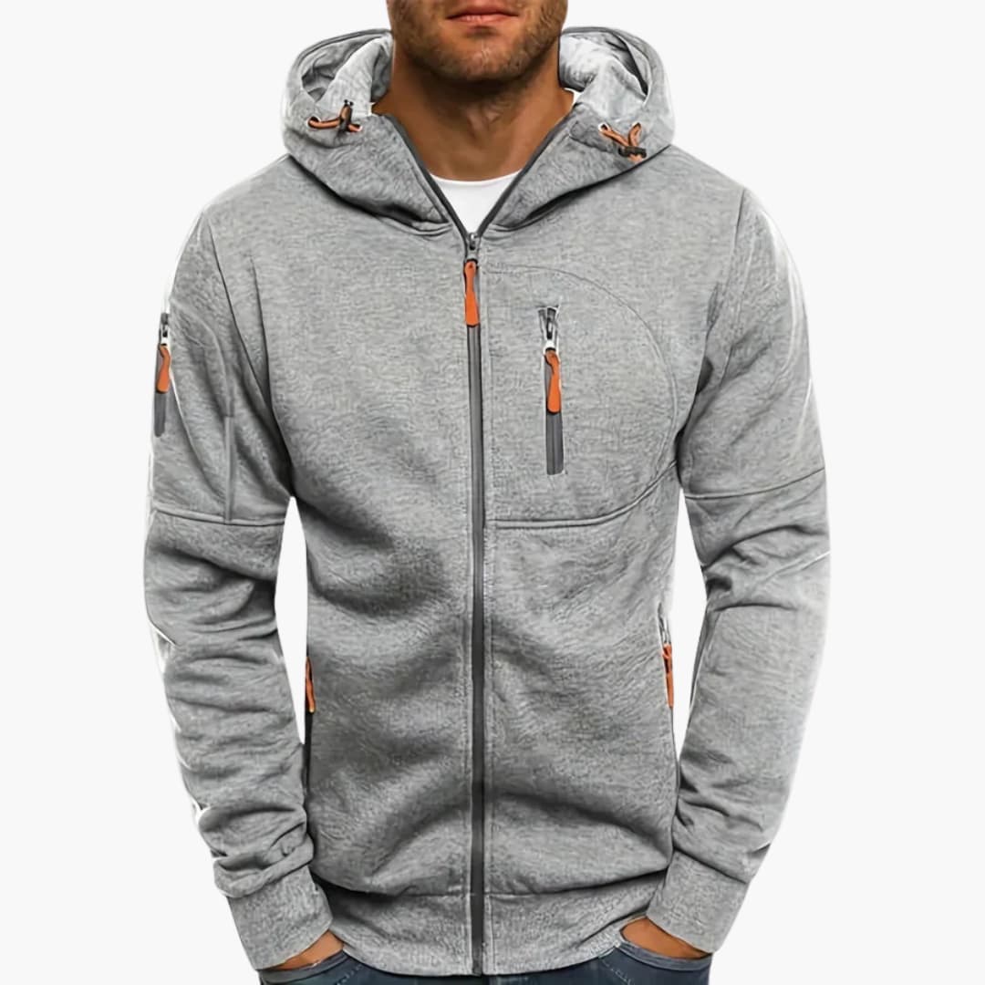 Herren Kapuzenjacke mit Reißverschluss und Taschen Details