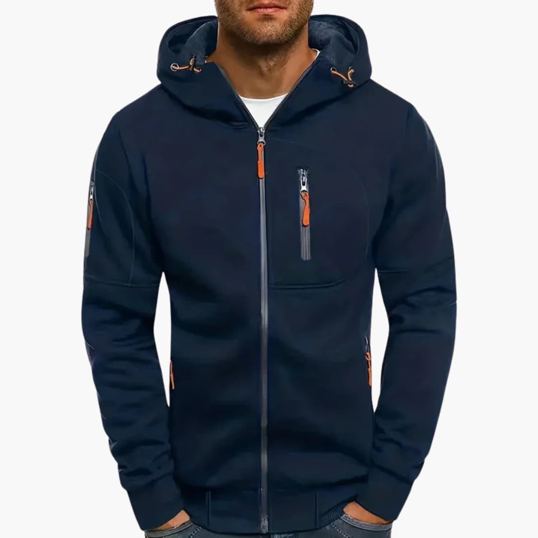 Herren Kapuzenjacke mit Reißverschluss und Taschen Details