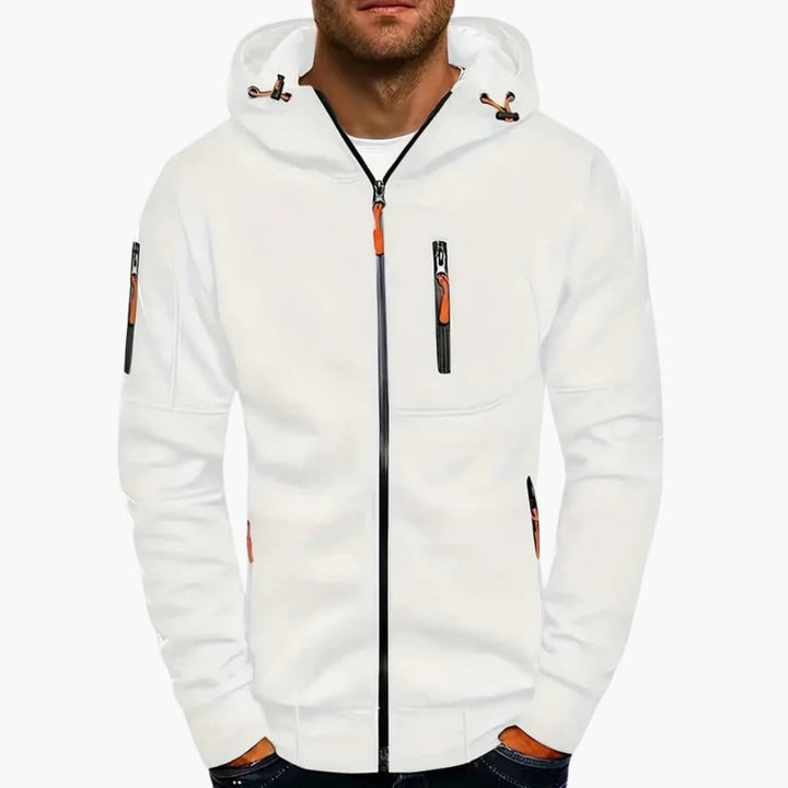 Herren Kapuzenjacke mit Reißverschluss und Taschen Details