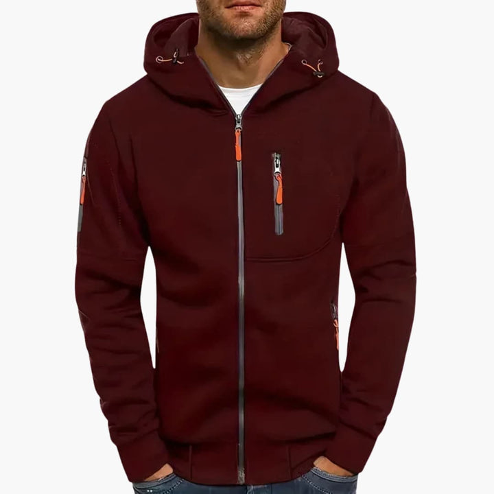Herren Kapuzenjacke mit Reißverschluss und Taschen Details