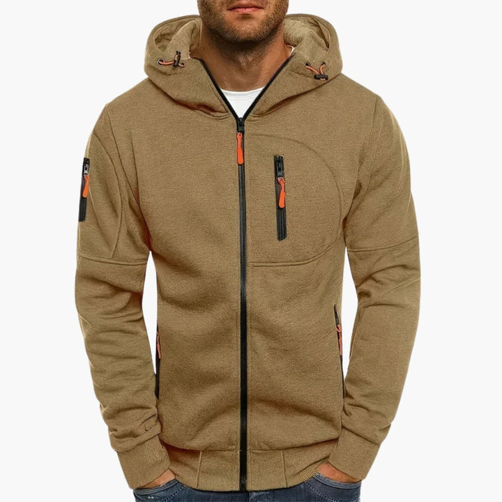 Herren Kapuzenjacke mit Reißverschluss und Taschen Details